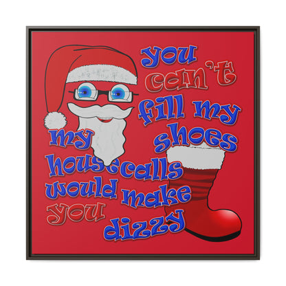 santa's shoes - framed canvas art (dark red)