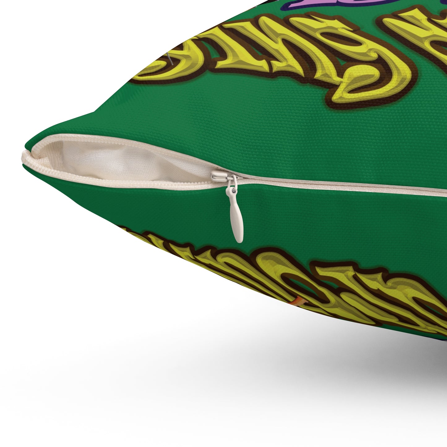 the bum's shit - Spun Polyester Square Pillow - (dark green)