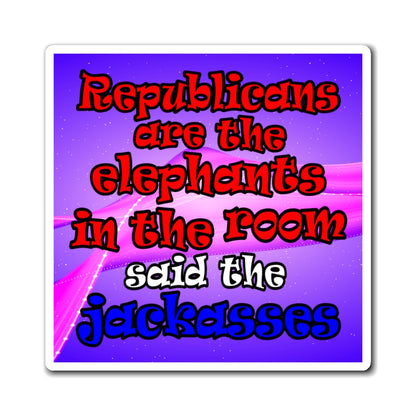 donkeys and elephants - Magnets - (purple-pink wave)