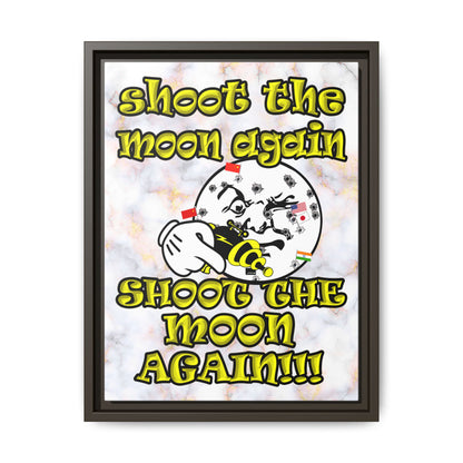 shoot the moon again - framed canvas art (white marble)