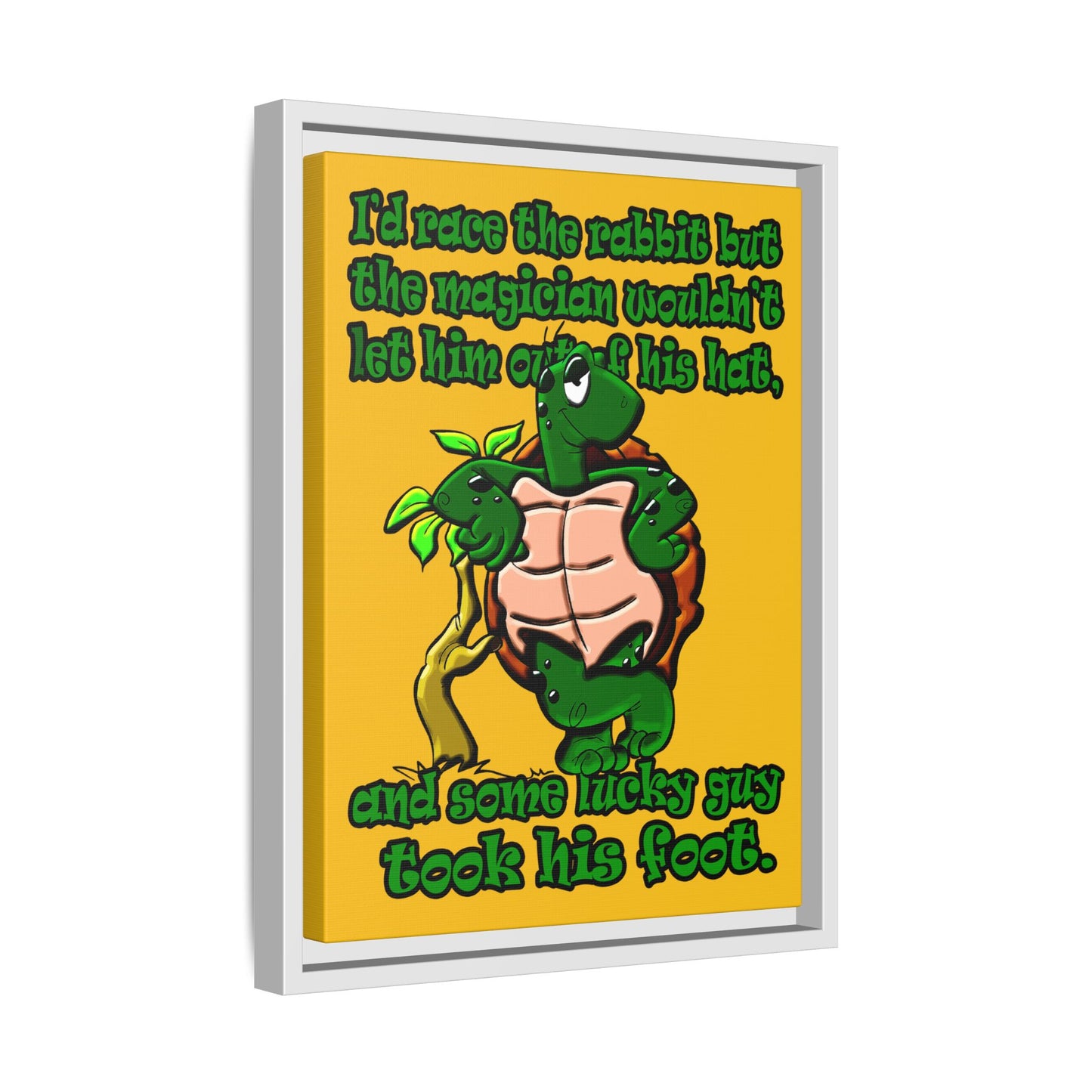 turtle race - framed canvas art (yellow)