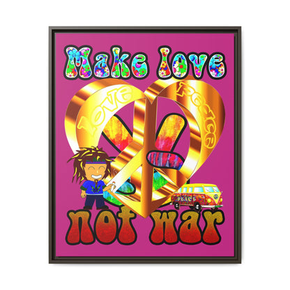 love peace - framed canvas art (pink)