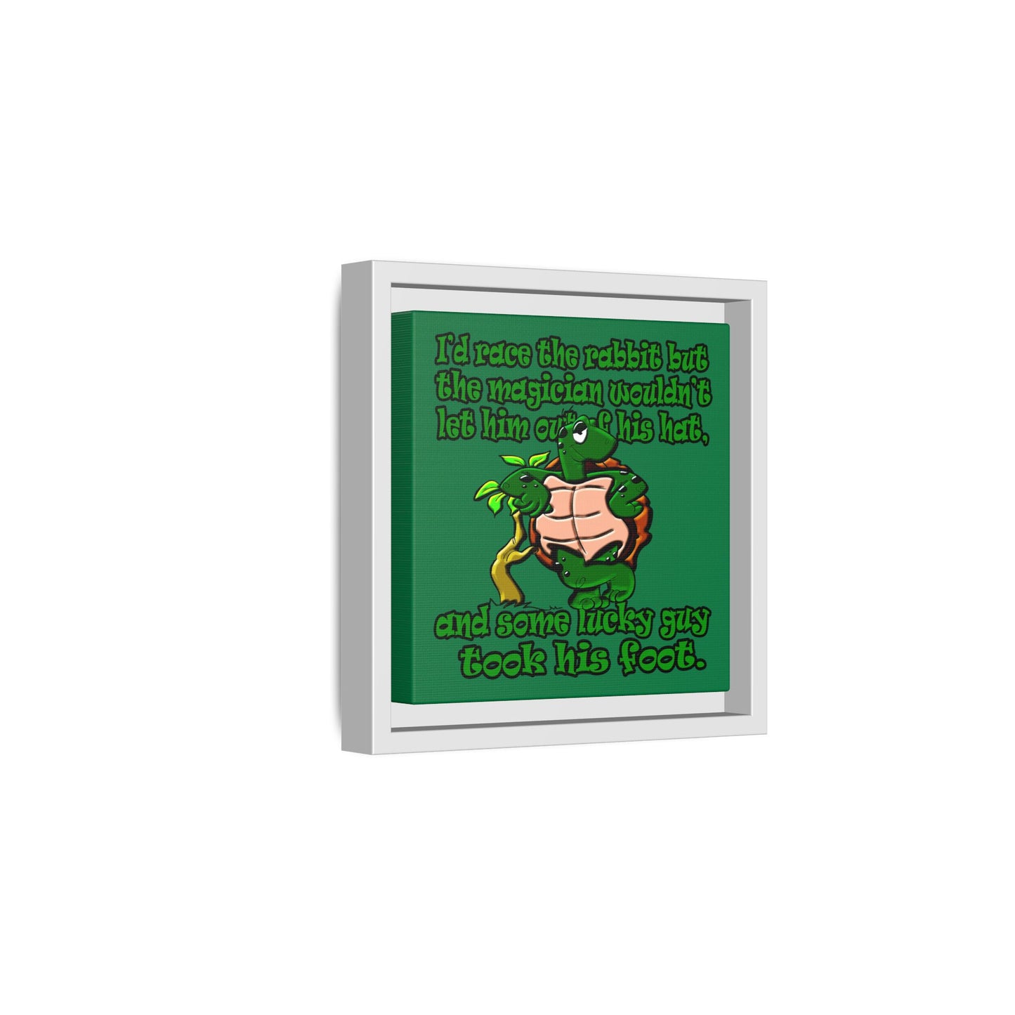 turtle race - framed canvas art (dark green)