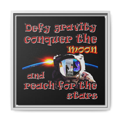 defy conquer reach - framed canvas art (black)