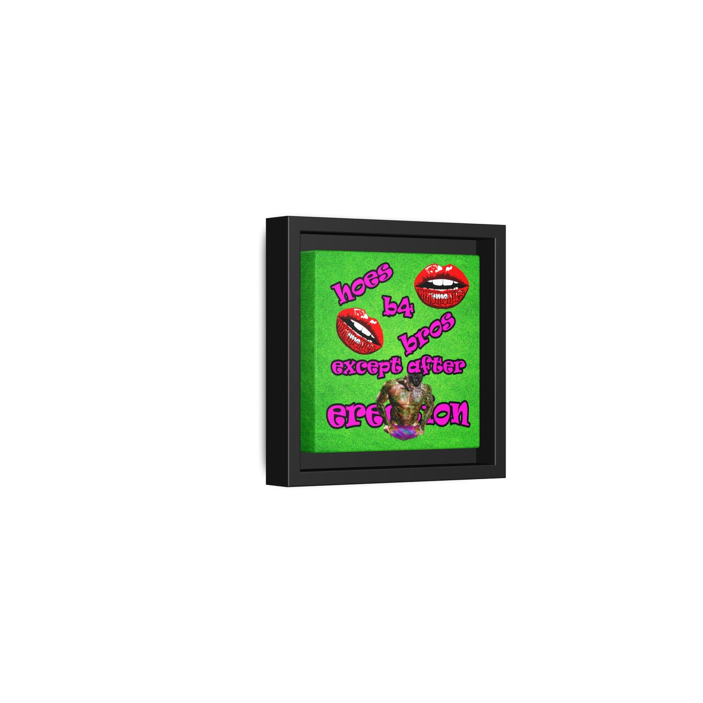 hoes b4 bros - framed canvas art (green turf)