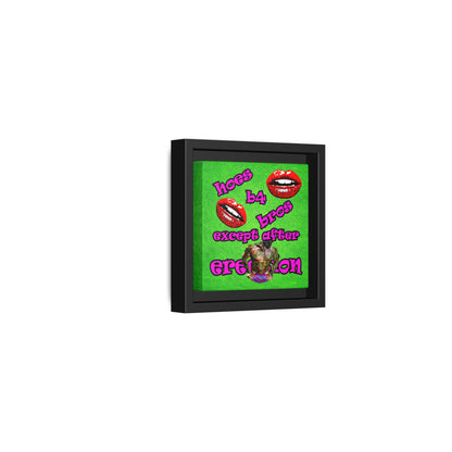hoes b4 bros - framed canvas art (green turf)