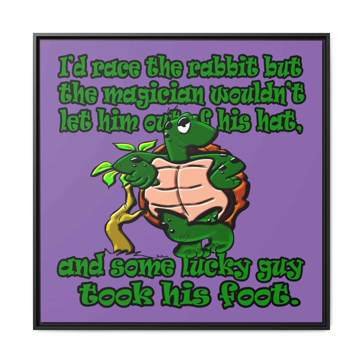 turtle race - framed canvas art (light purple)