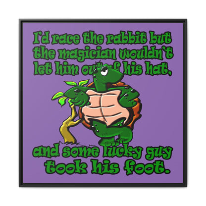 turtle race - framed canvas art (light purple)