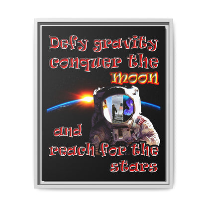 defy conquer reach - framed canvas art (black)