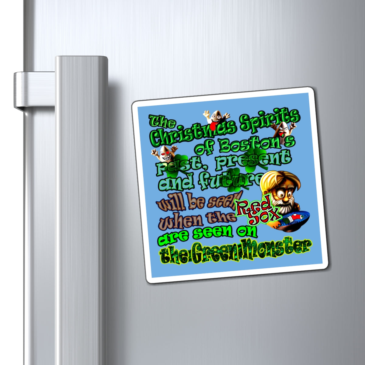christmas spirits of boston - Magnets - (light blue)