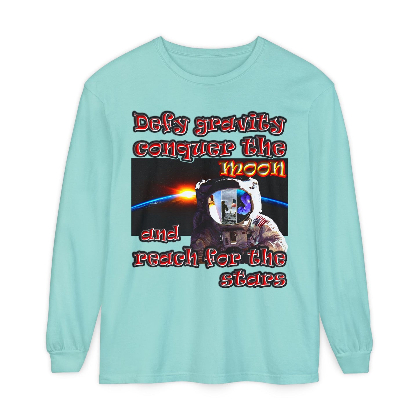 defy conquer reach - Unisex Garment-dyed Long Sleeve T-Shirt