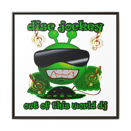 disc jockey - framed canvas art (white)