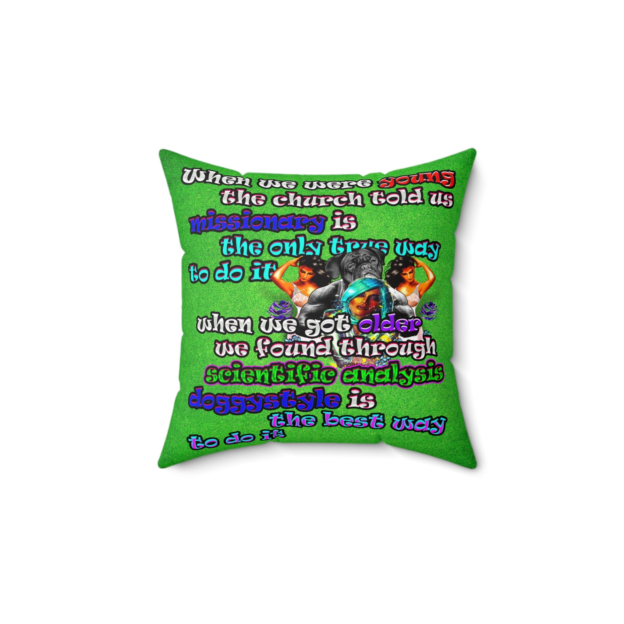 doggystyle - Spun Polyester Square Pillow - (green turf)