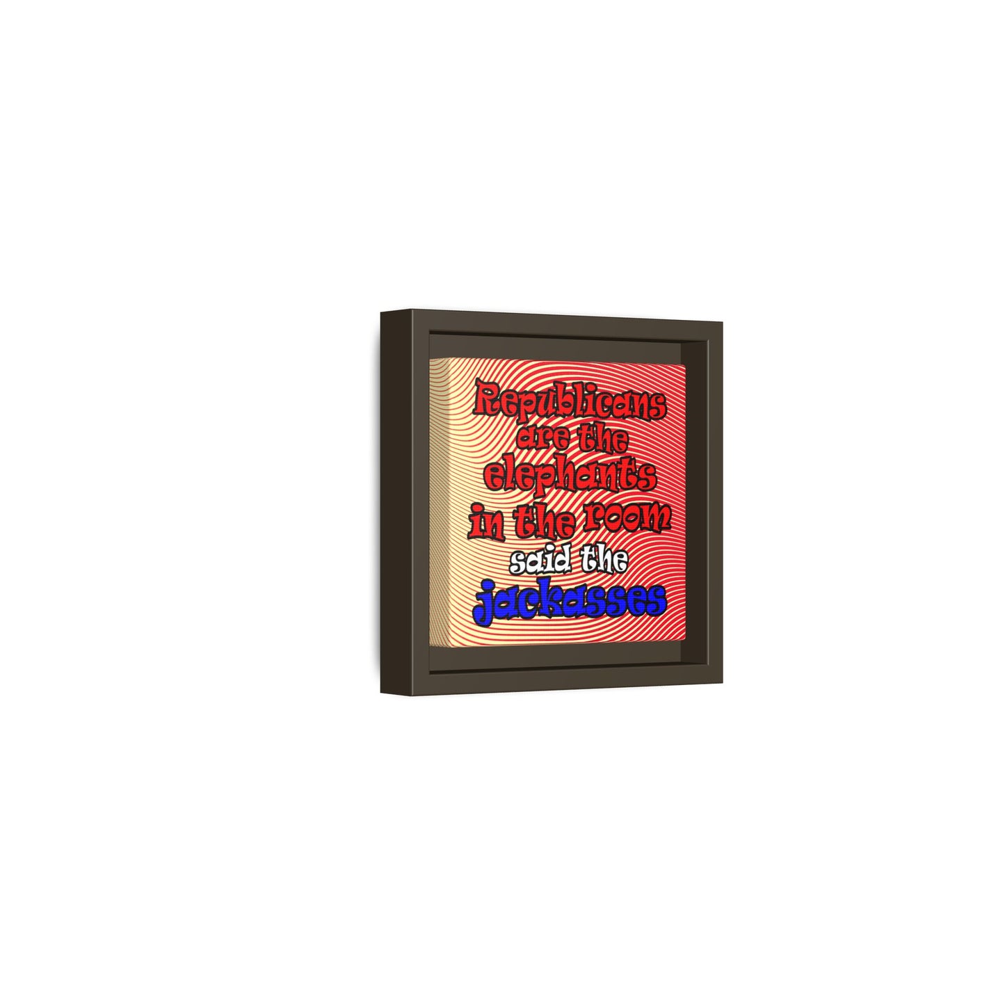 donkeys and elephants - framed canvas art (yellow-orange wave)
