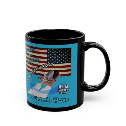 shoot for the stars - Black Mug (turquoise)