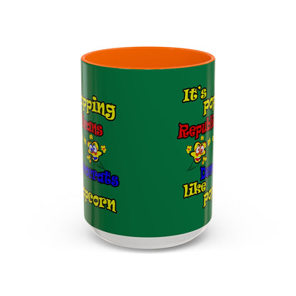 popping like popcorn - Accent Mug (dark green)