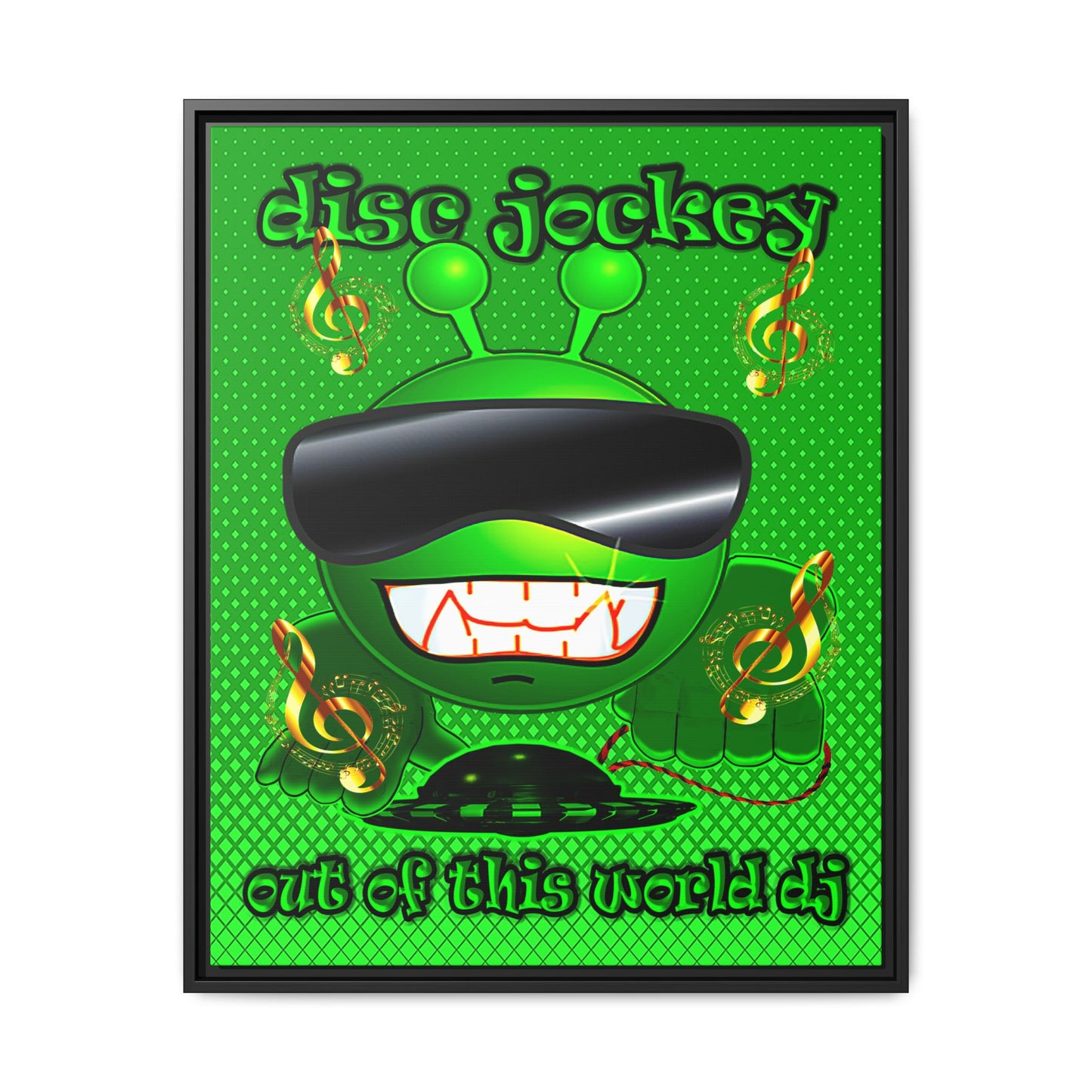 disc jockey - framed canvas art (logo green)