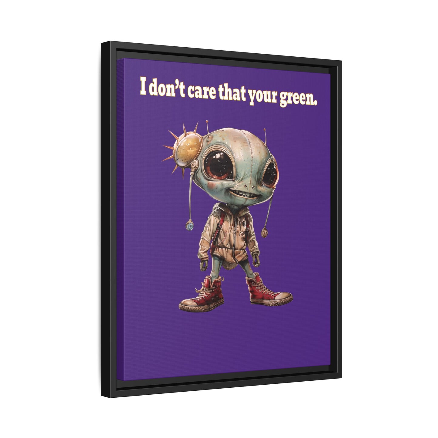 I don't care that your green - framed canvas art (purple)