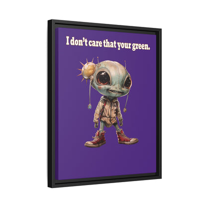 I don't care that your green - framed canvas art (purple)