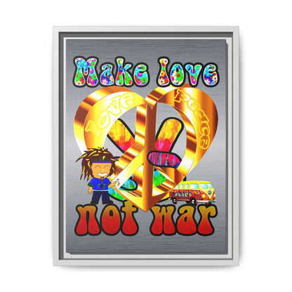 love peace - framed canvas art (brushed nickel)