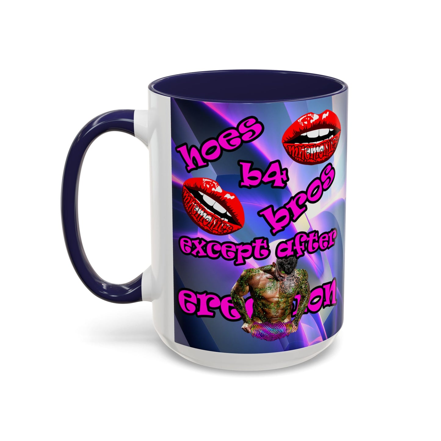 hoes b4 bros - Accent Mug (grey-pink wave)