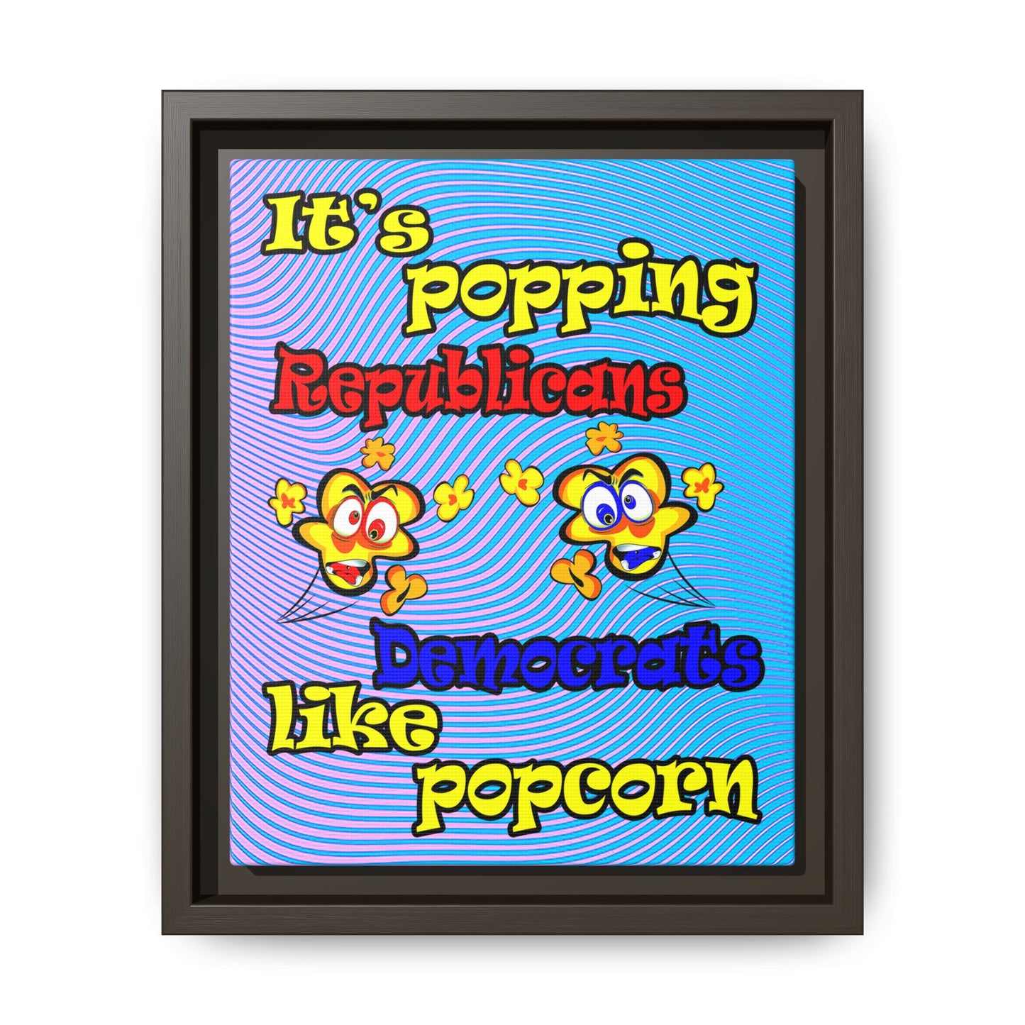 popping like popcorn - framed canvas art (light blue-purple wave)