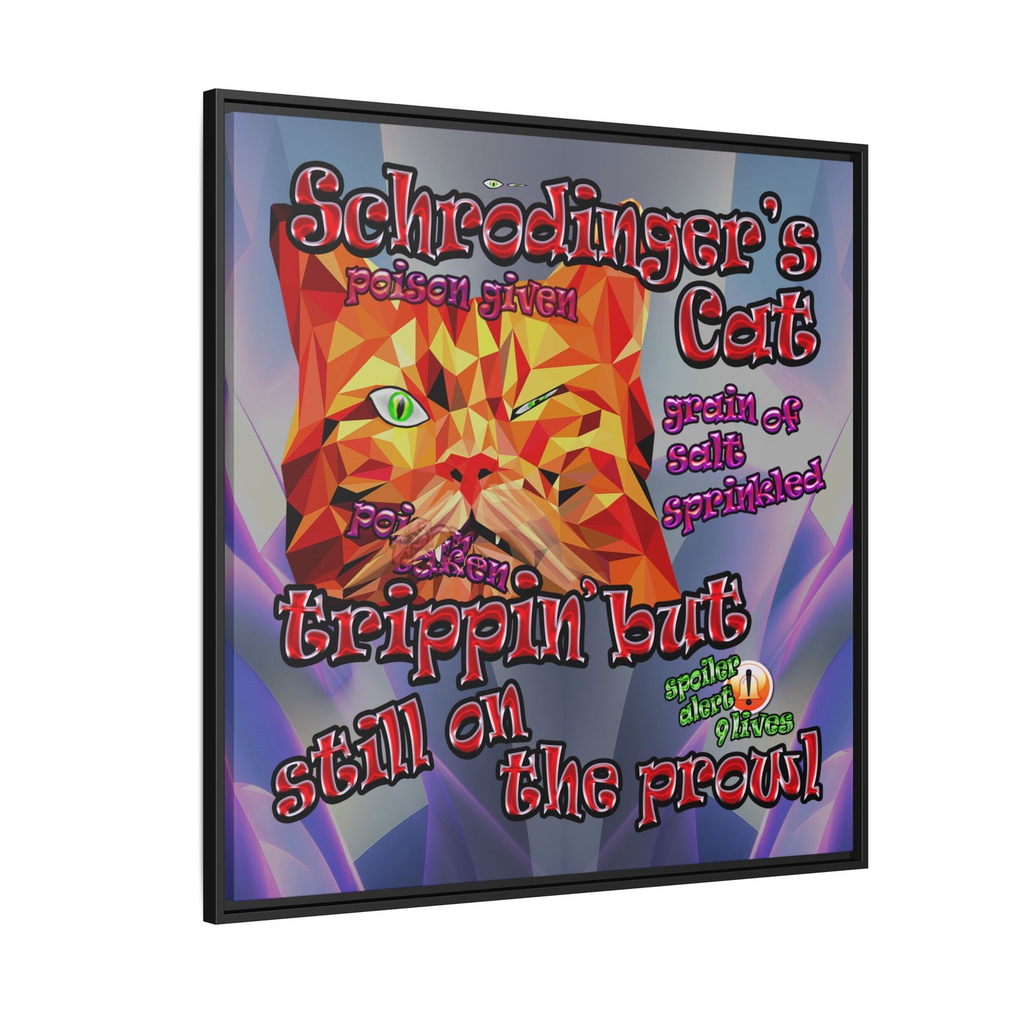 schrodinger's cat - framed canvas art (grey-pink wave)