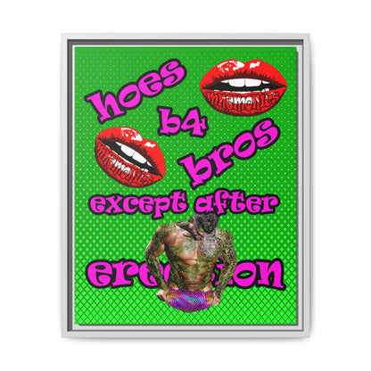hoes b4 bros - framed canvas art (logo green)