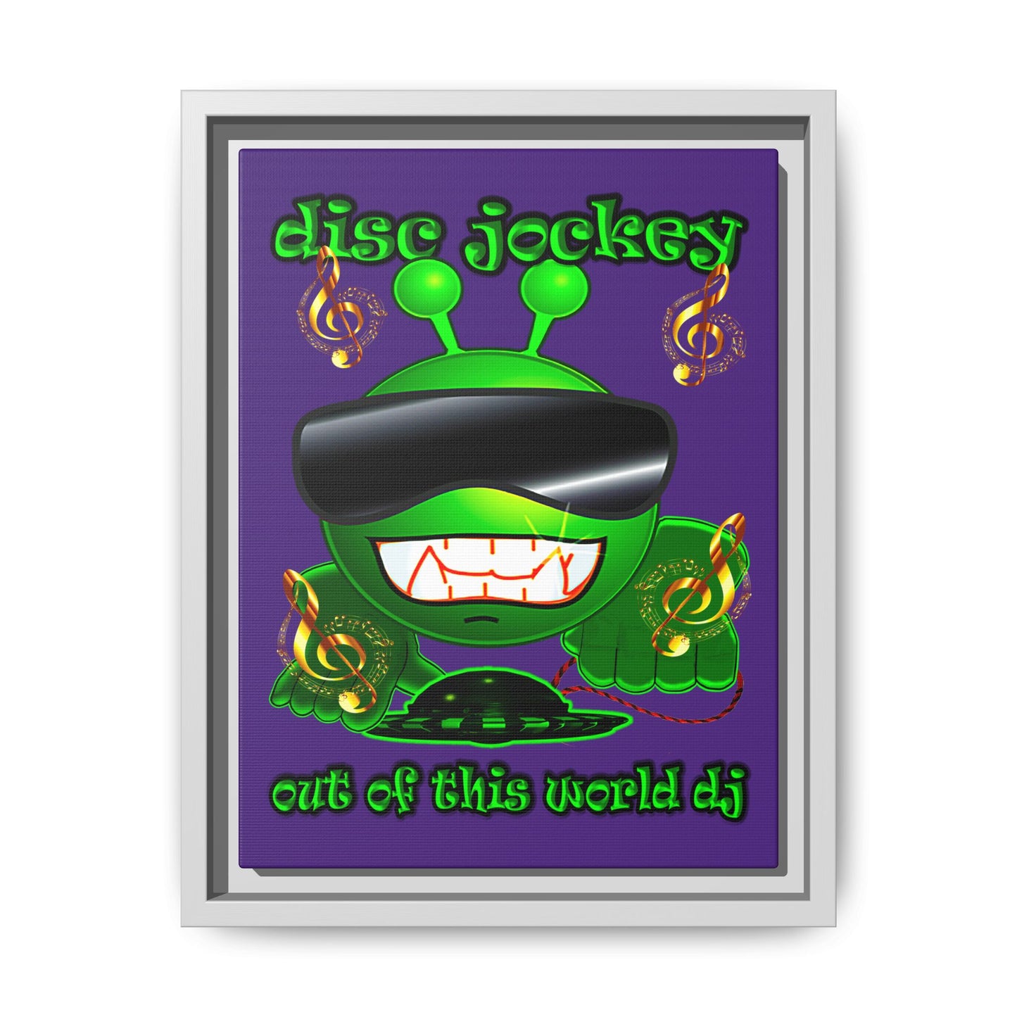 disc jockey - framed canvas art (purple)