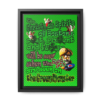 christmas spirits of boston - framed canvas art (logo green)