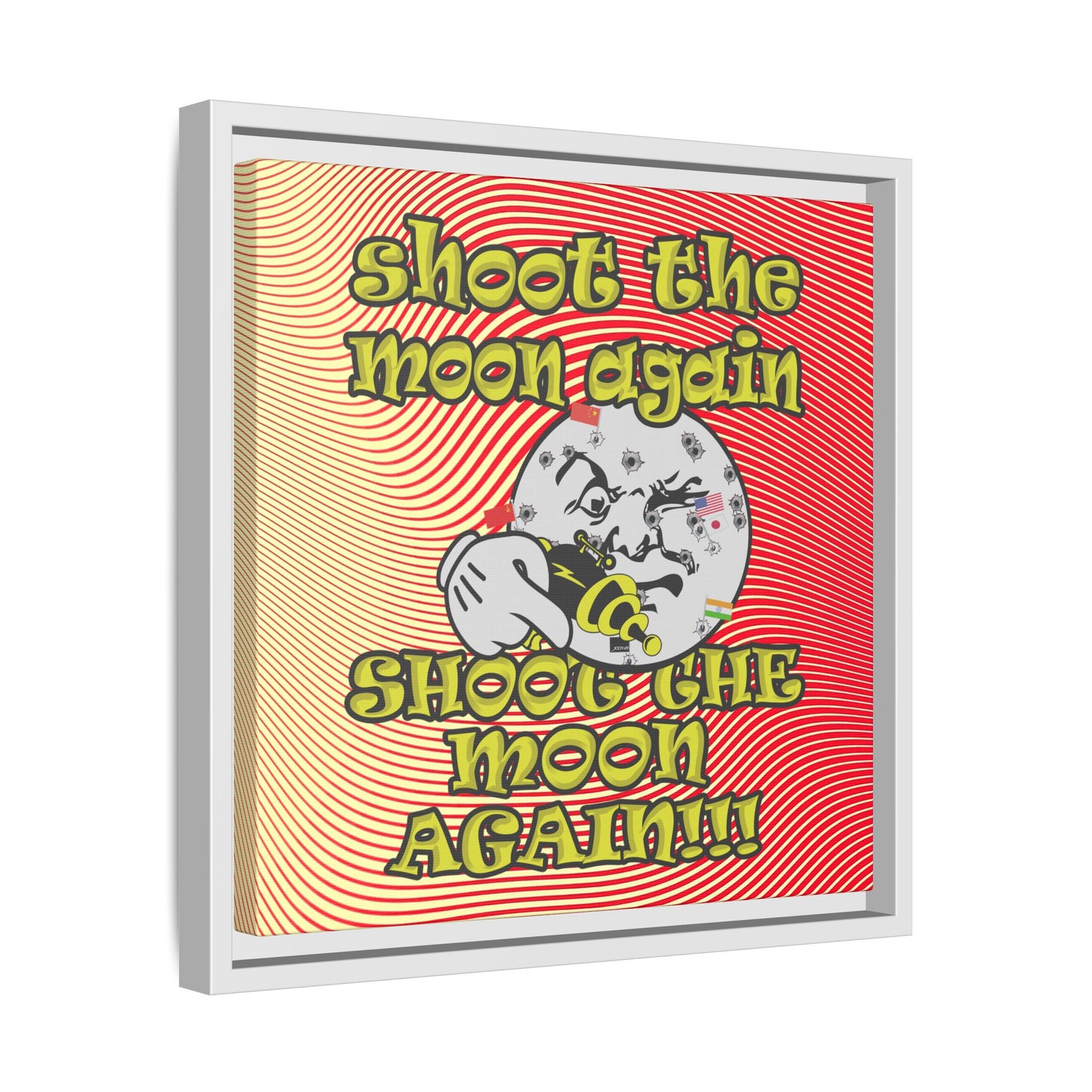 shoot the moon again - framed canvas art (yellow-orange wave)