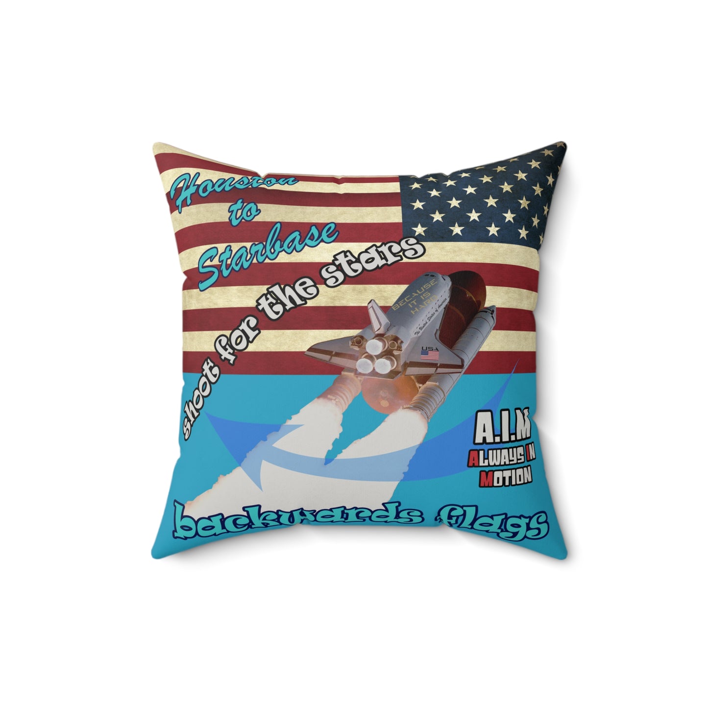 shoot for the stars - Faux Suede Square Pillow - (turquoise)