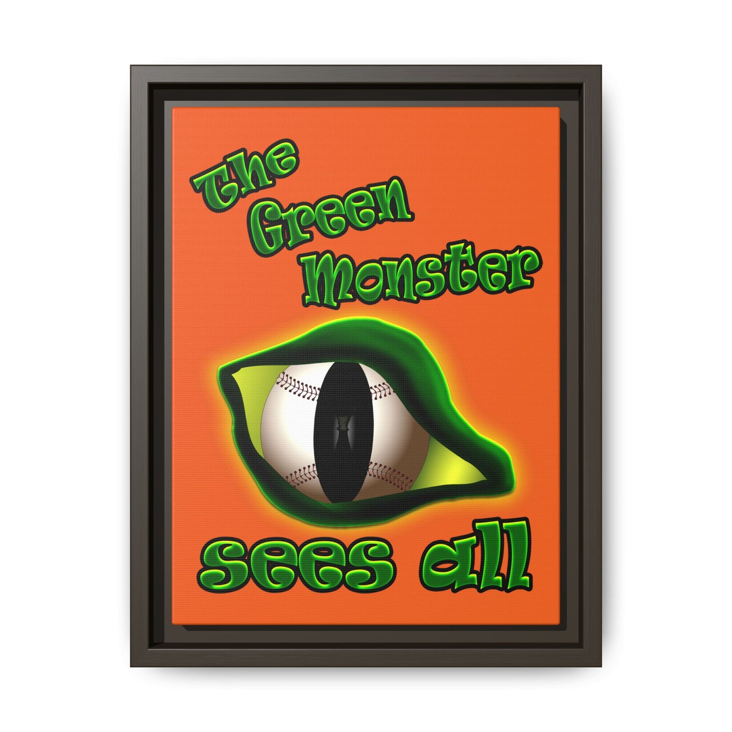 green monster - framed canvas art (orange)