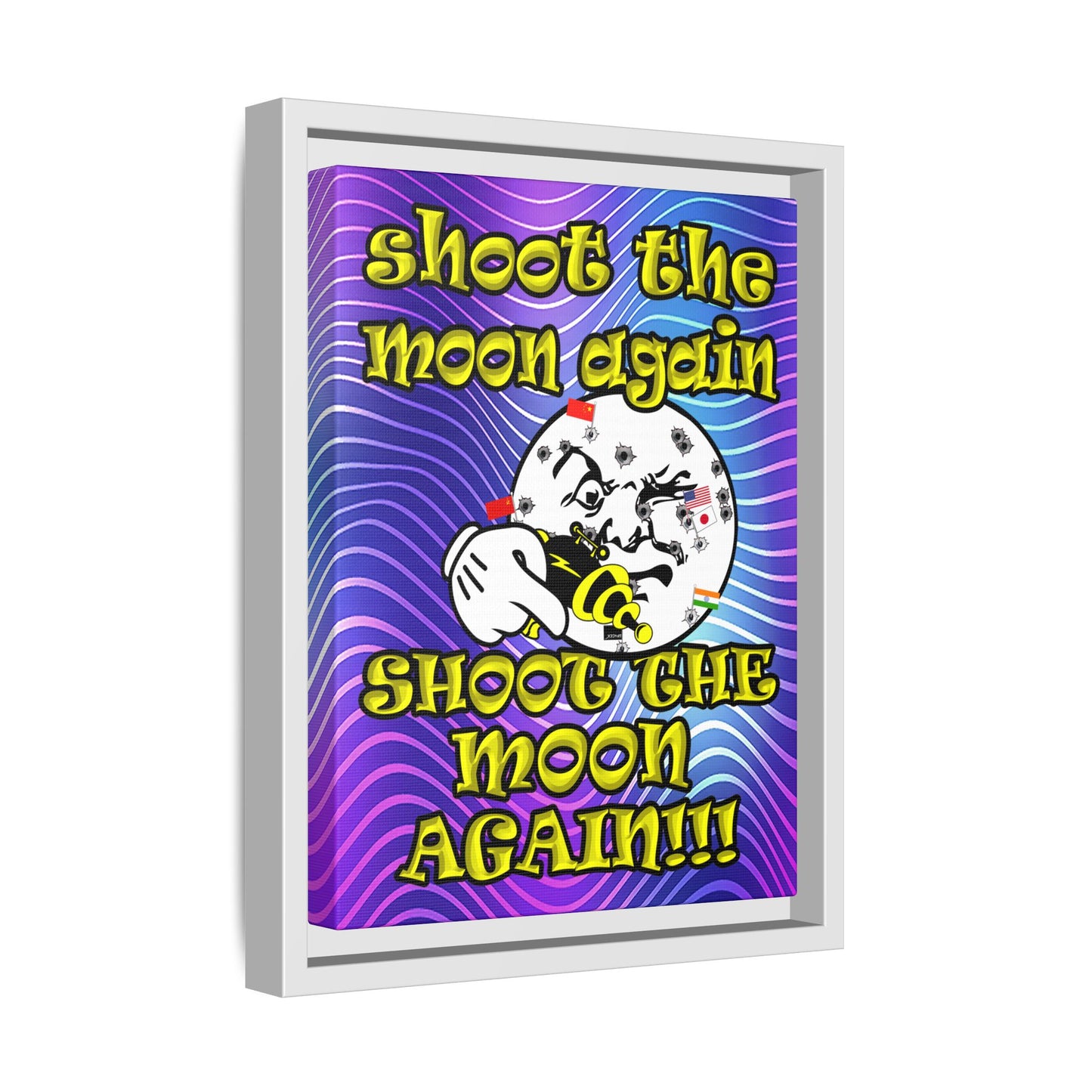 shoot the moon again - framed canvas art (purple wave)