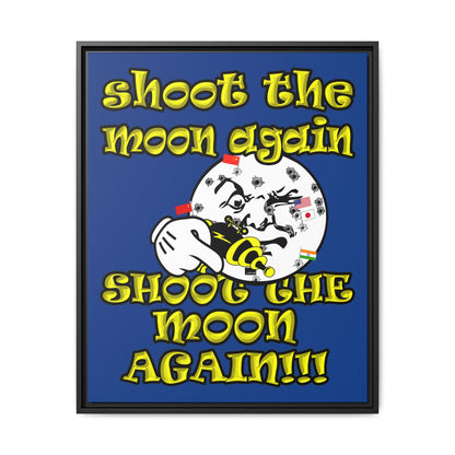 shoot the moon again - framed canvas art (dark blue)