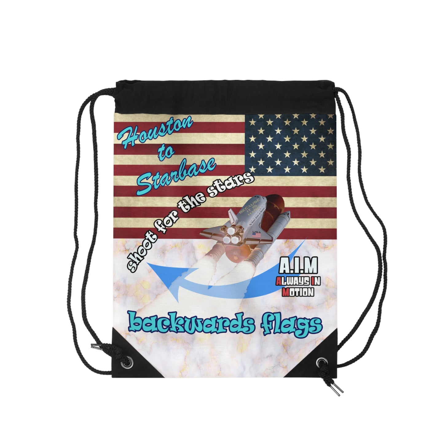 shoot for the stars - Drawstring Bag (white marble)