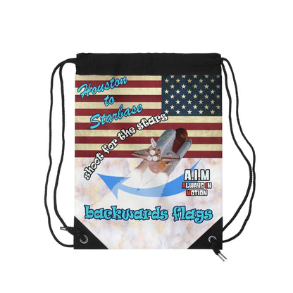 shoot for the stars - Drawstring Bag (white marble)
