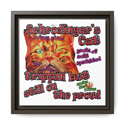 schrodinger's cat - framed canvas art (white)