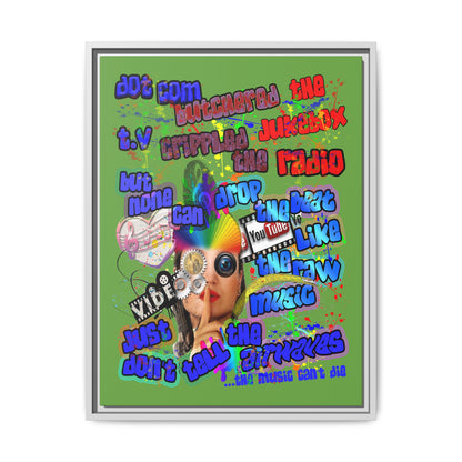 drop the beat - framed canvas art (green)