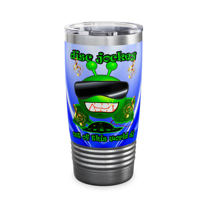disc jockey - Ringneck Tumbler, 20oz (blue-white wave)
