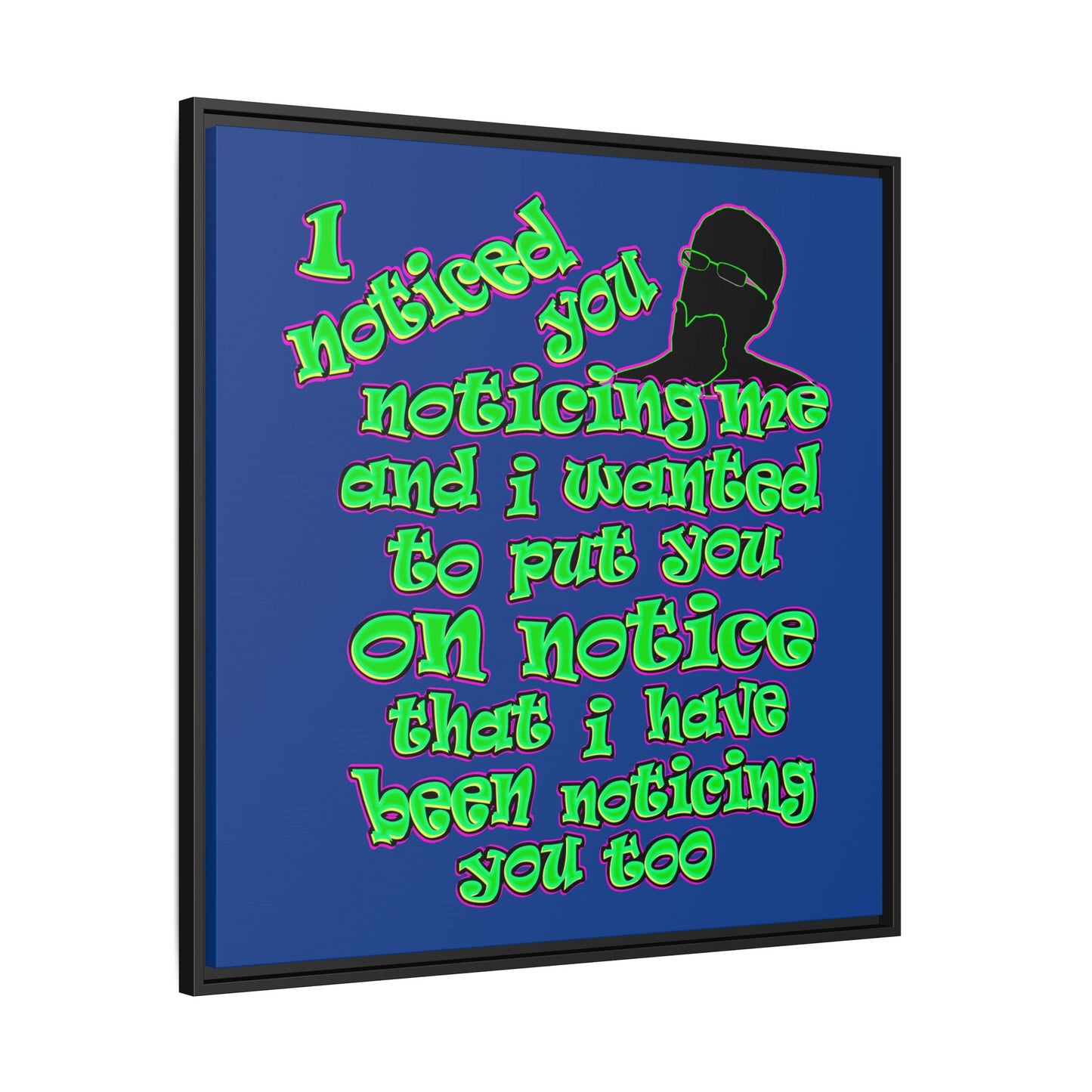 noticed you noticing - framed canvas art (dark blue)