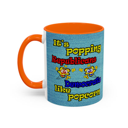 popping like popcorn - Accent Mug (faded dark blue)
