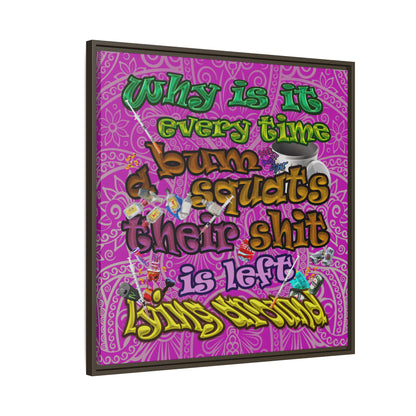 the bum's shit - framed canvas art (pink swirl)