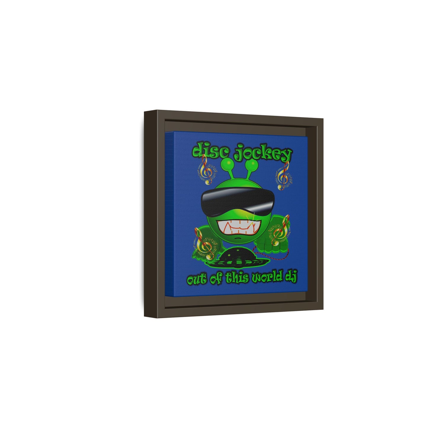 disc jockey - framed canvas art (dark blue)