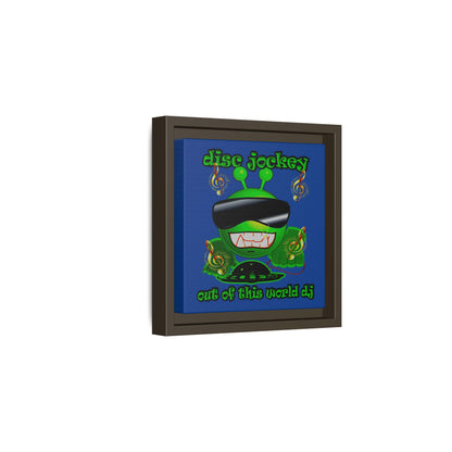 disc jockey - framed canvas art (dark blue)