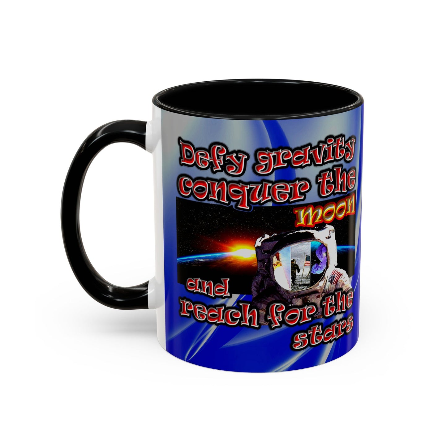 defy conquer reach - Accent Mug (blue-white wave)