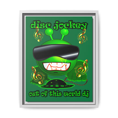 disc jockey - framed canvas art (dark green)