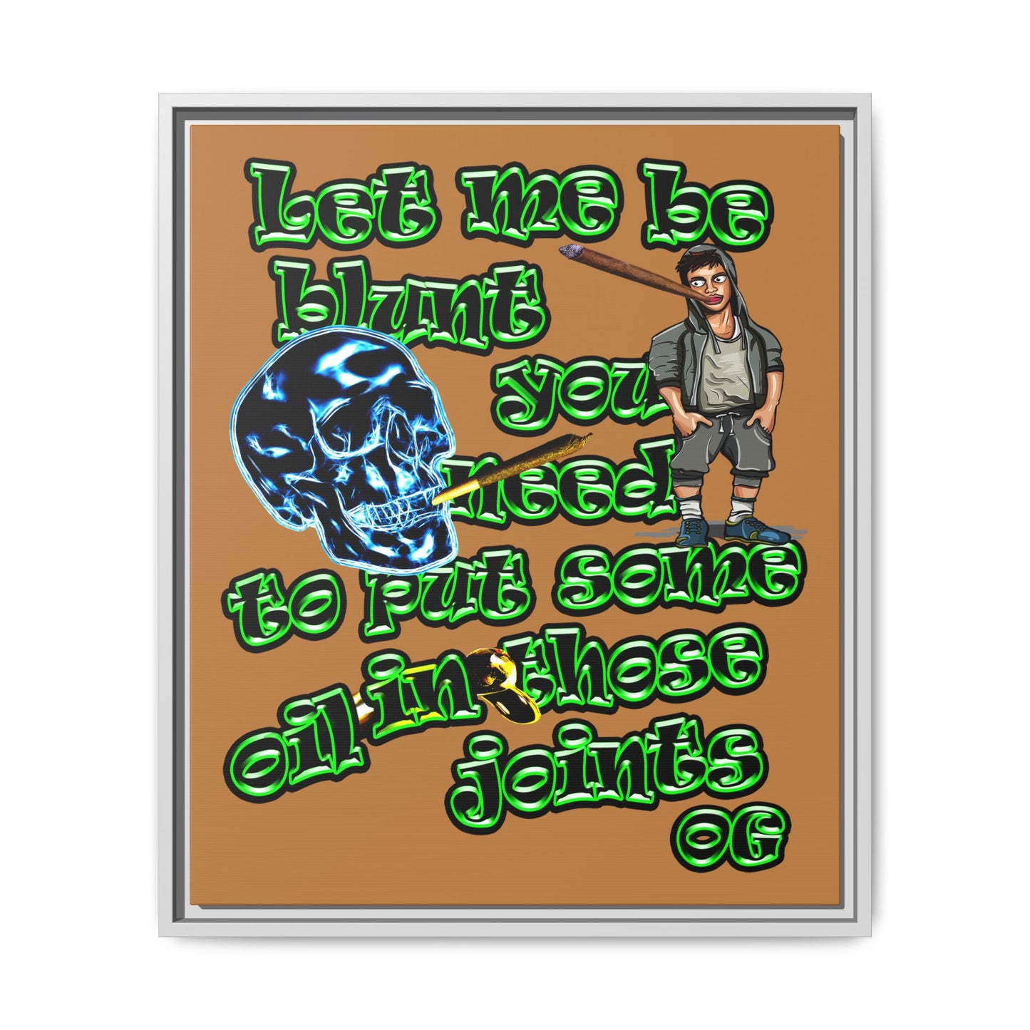 og - framed canvas art (light brown)