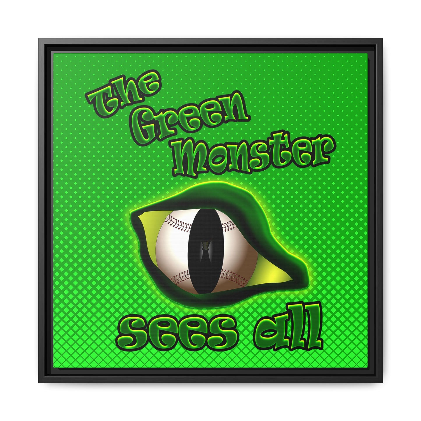 green monster - framed canvas art (logo green)