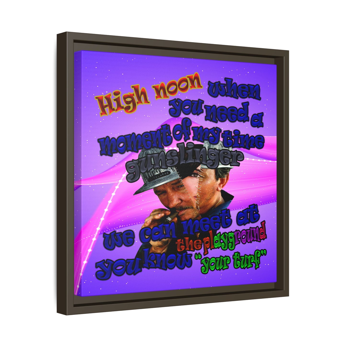 high noon - framed canvas art (purple-pink wave)